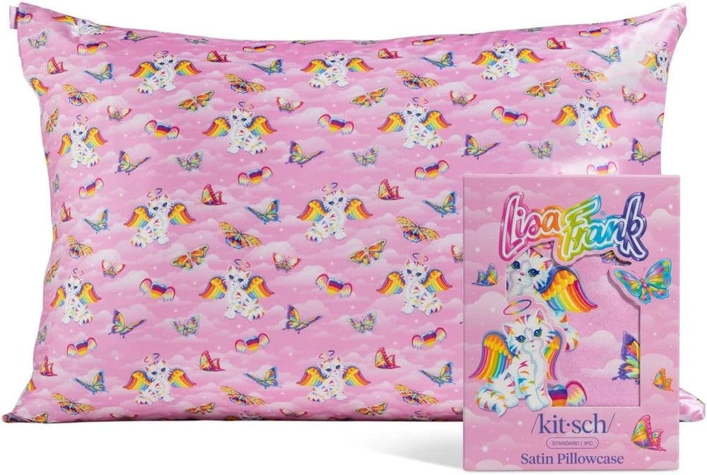Kitsch Satin Pillowcase Angel Kitty