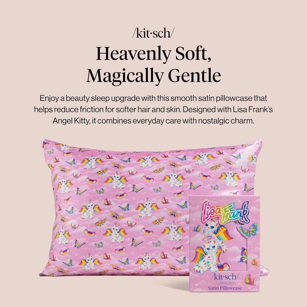 Kitsch Satin Pillowcase Angel Kitty