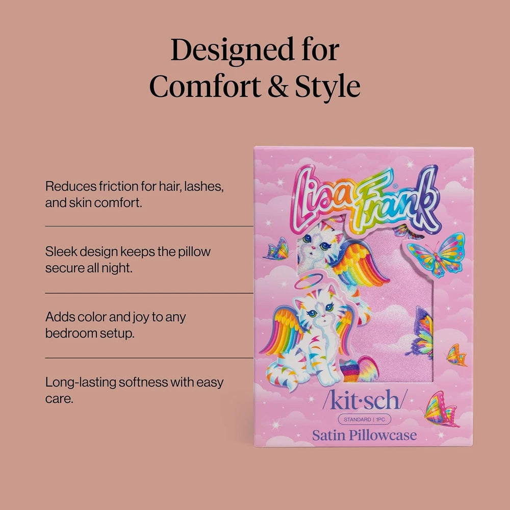 Kitsch Satin Pillowcase Angel Kitty
