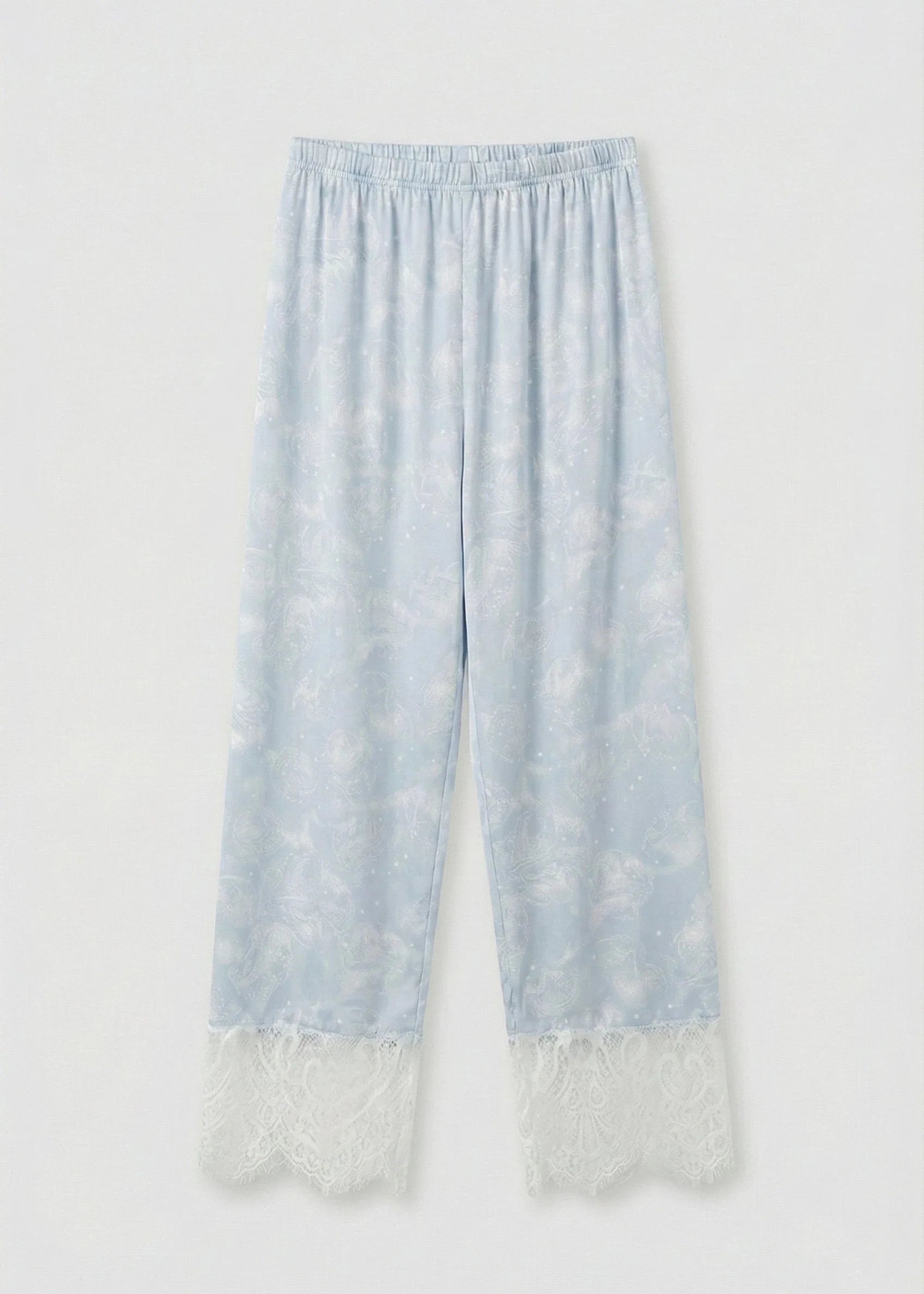 Celeste Silky Luxury Lace Pajama Set / Blue