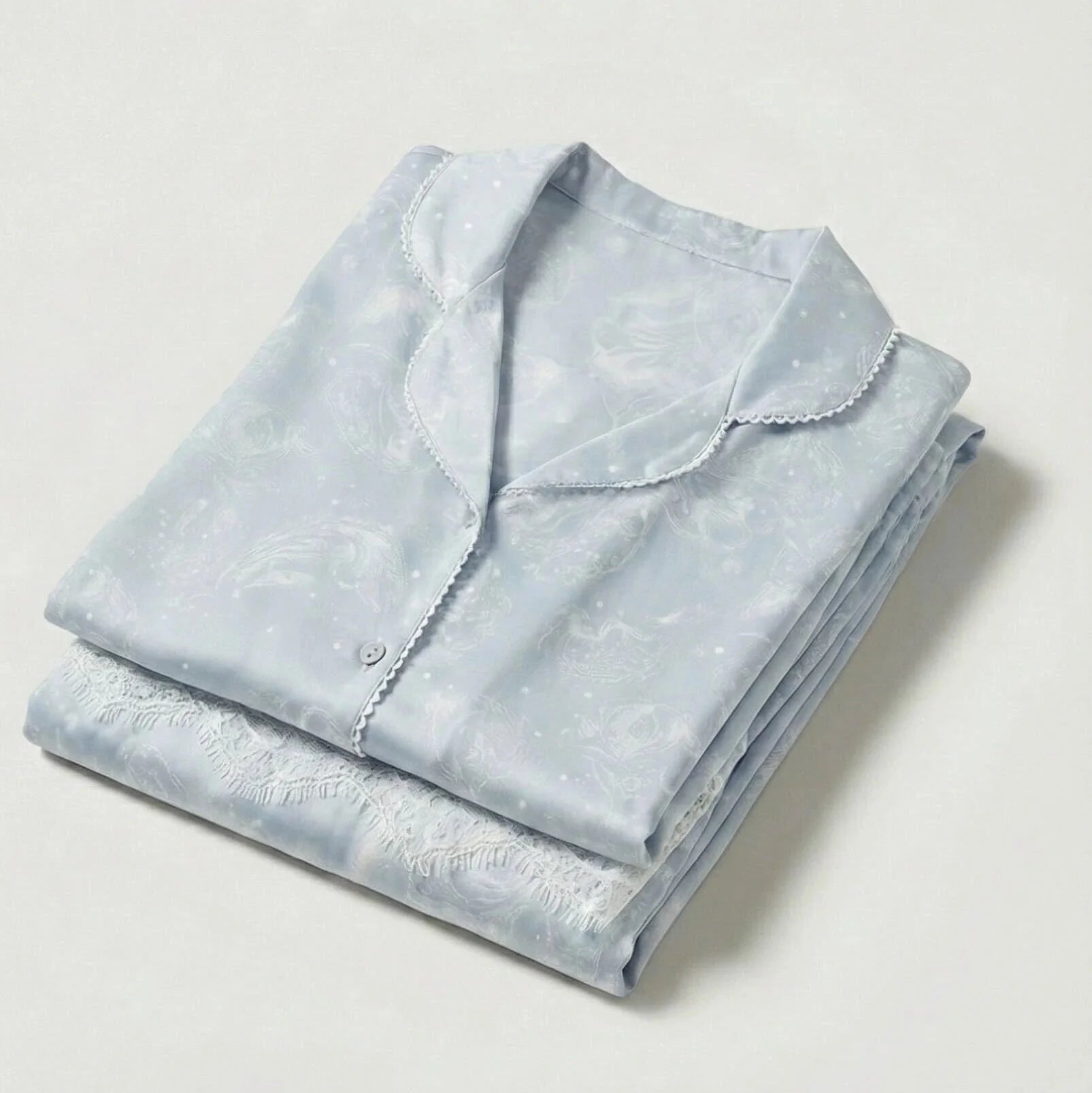 Celeste Silky Luxury Lace Pajama Set / Blue