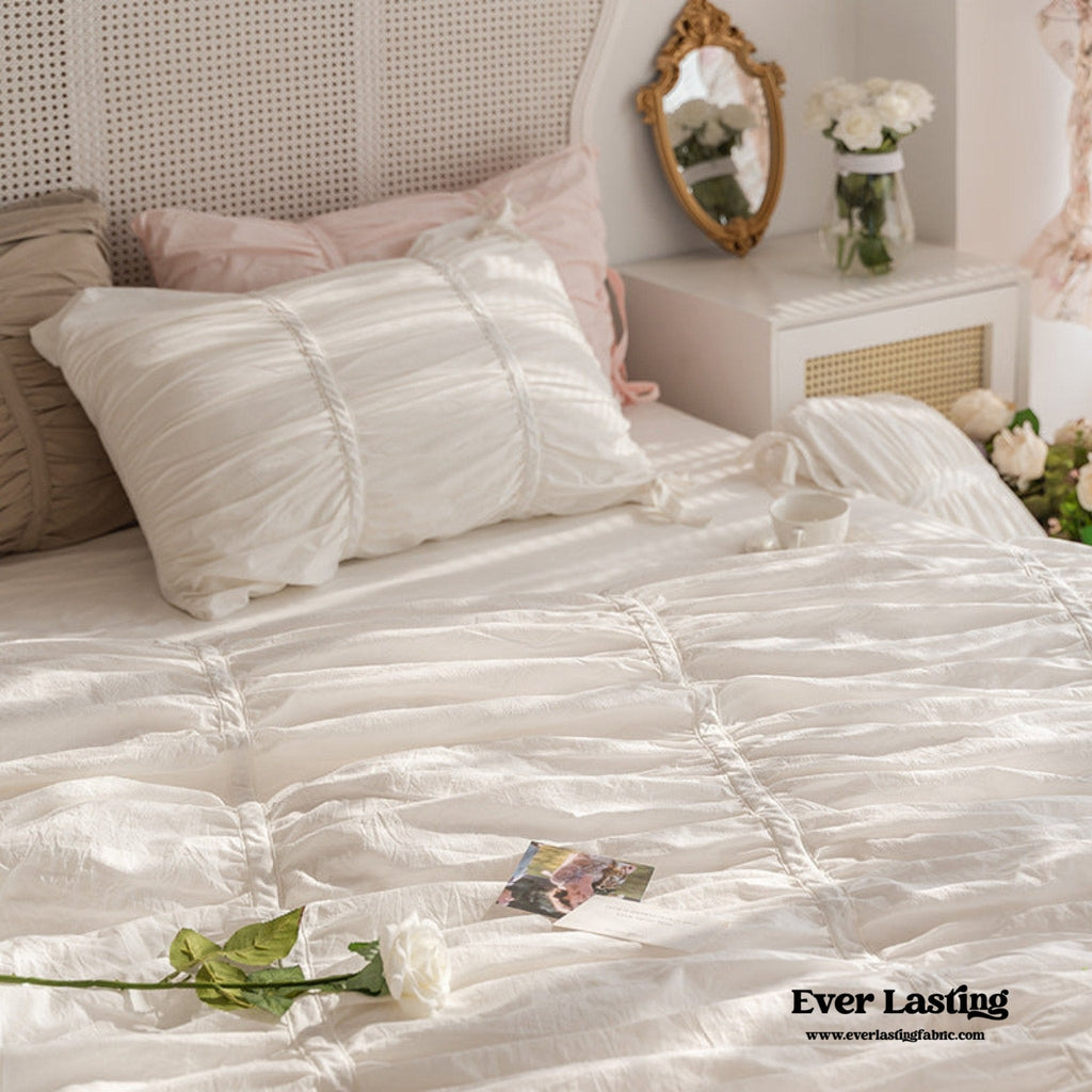 Coquette Ruffle Ribbon Ties Duvet Cover / Pink