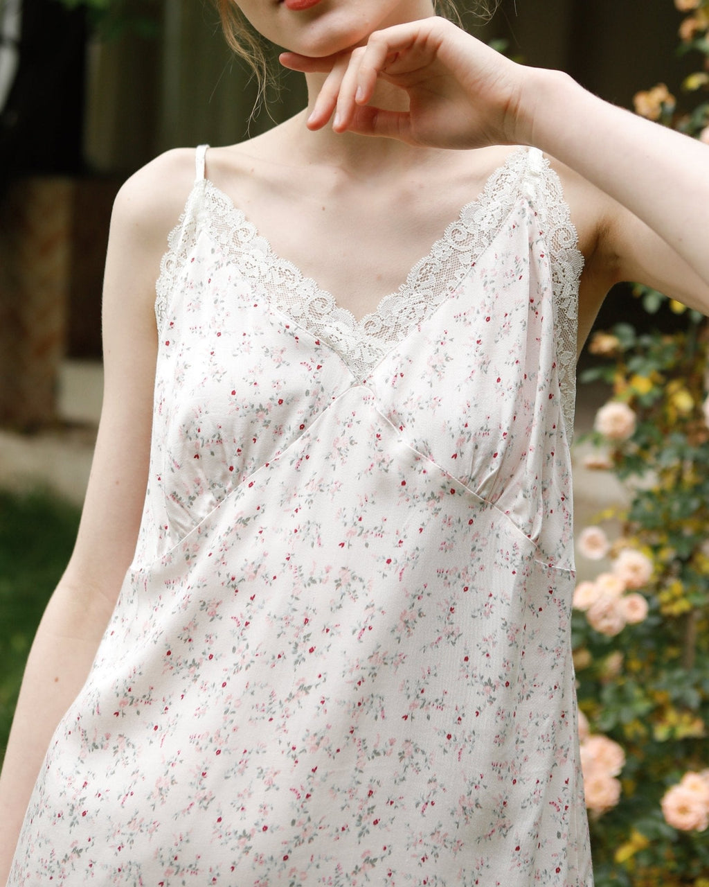 Fresh Floral Nightgown Pajama Dress / Pink Floral