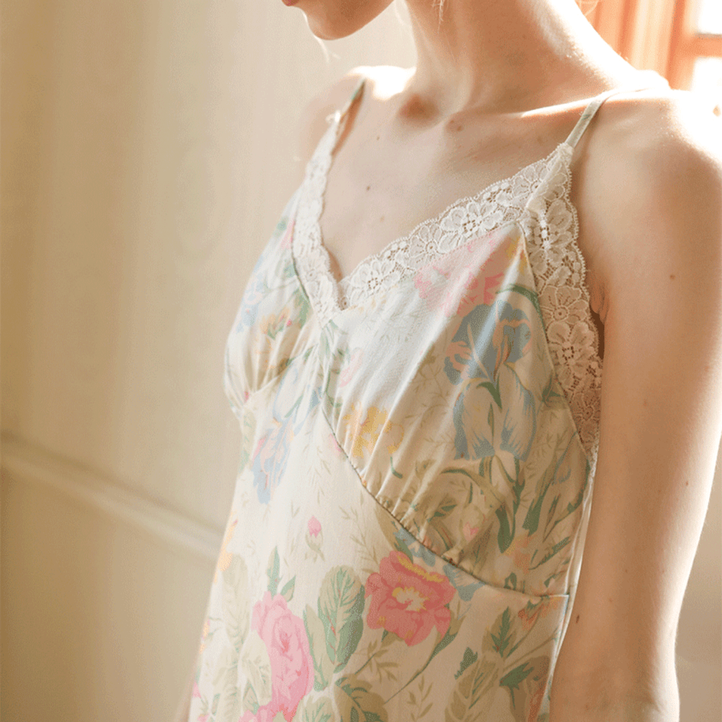 Fresh Floral Nightgown Pajama Dress / Pink Floral