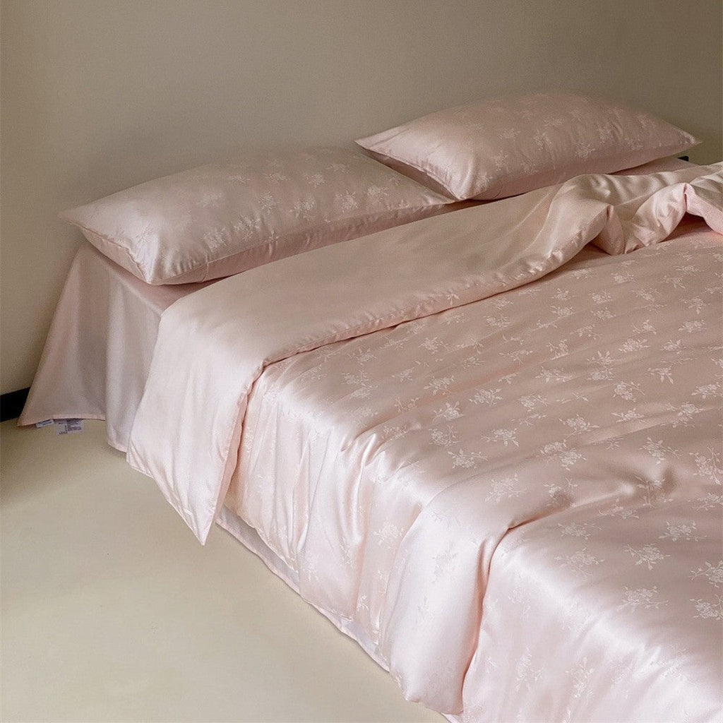 Grace Silky Floral Luxury Bedding Set / Pink