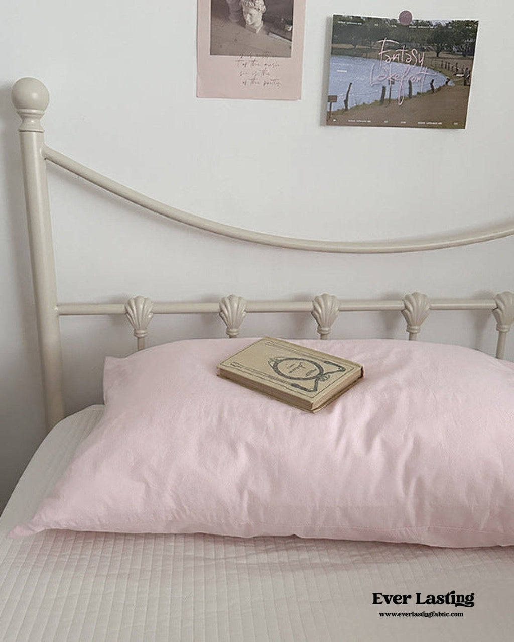Muted Blush Cotton Pillowcase / Pink Striped