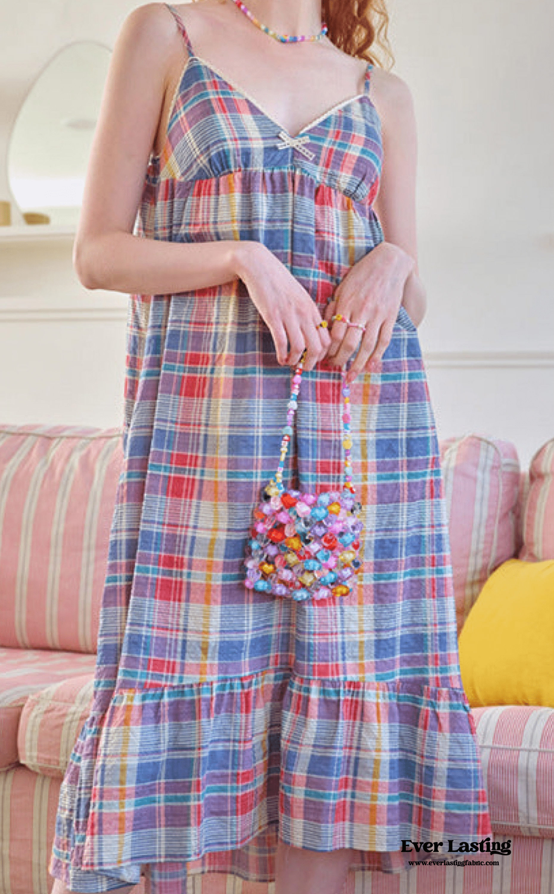 Vintage Inspired Plaid Tank Shorts Pajama Set